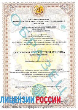Образец сертификата соответствия аудитора №ST.RU.EXP.00014300-1 Минеральные Воды Сертификат OHSAS 18001