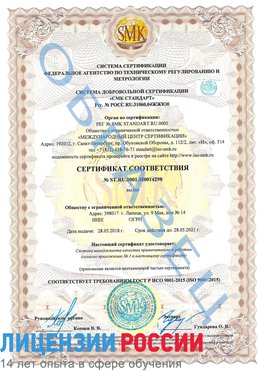 Образец сертификата соответствия Минеральные Воды Сертификат ISO 9001