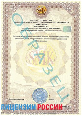 Образец сертификата соответствия (приложение) Минеральные Воды Сертификат ISO 13485