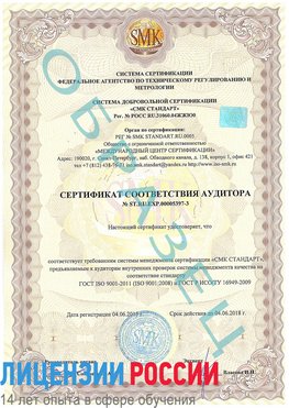 Образец сертификата соответствия аудитора №ST.RU.EXP.00005397-3 Минеральные Воды Сертификат ISO/TS 16949