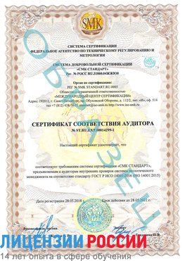 Образец сертификата соответствия аудитора №ST.RU.EXP.00014299-1 Минеральные Воды Сертификат ISO 14001